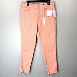 Ella Moss The Retro Jeans Womens 31 Coral High Rise Slim Crop Button Fly